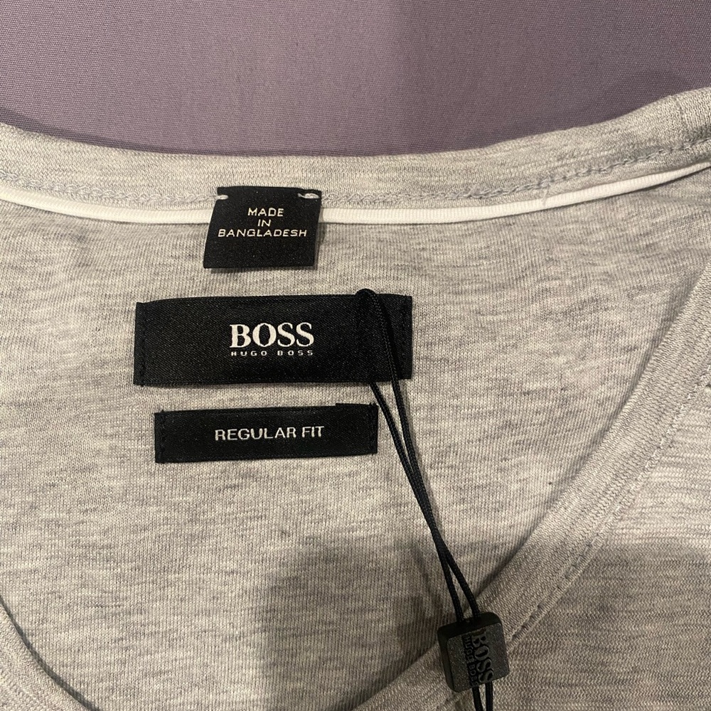 BOSS Men's V-neck Gray T-shirt - Picture 2 of 6